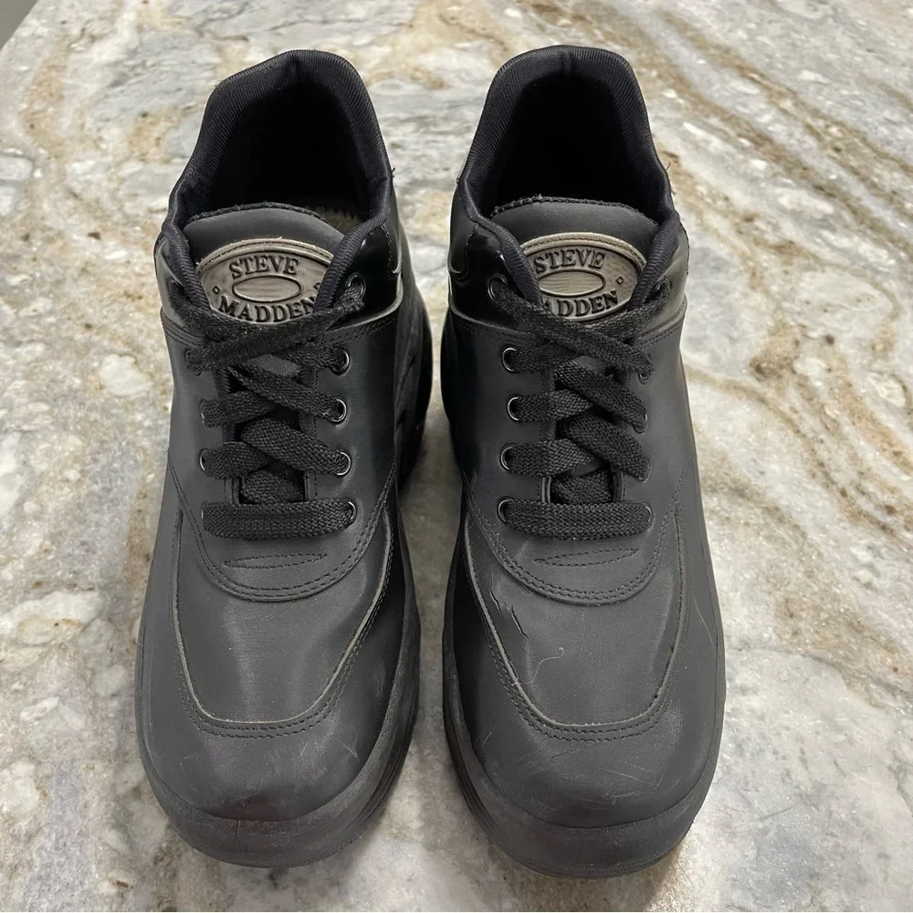 Vintage Y2K platform sneakers black platform boots cosplay 90s Steve Madden